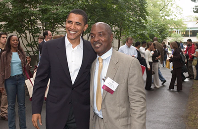 Charles Ogletree with Barach Obama at a Harvard Law School Reunion
